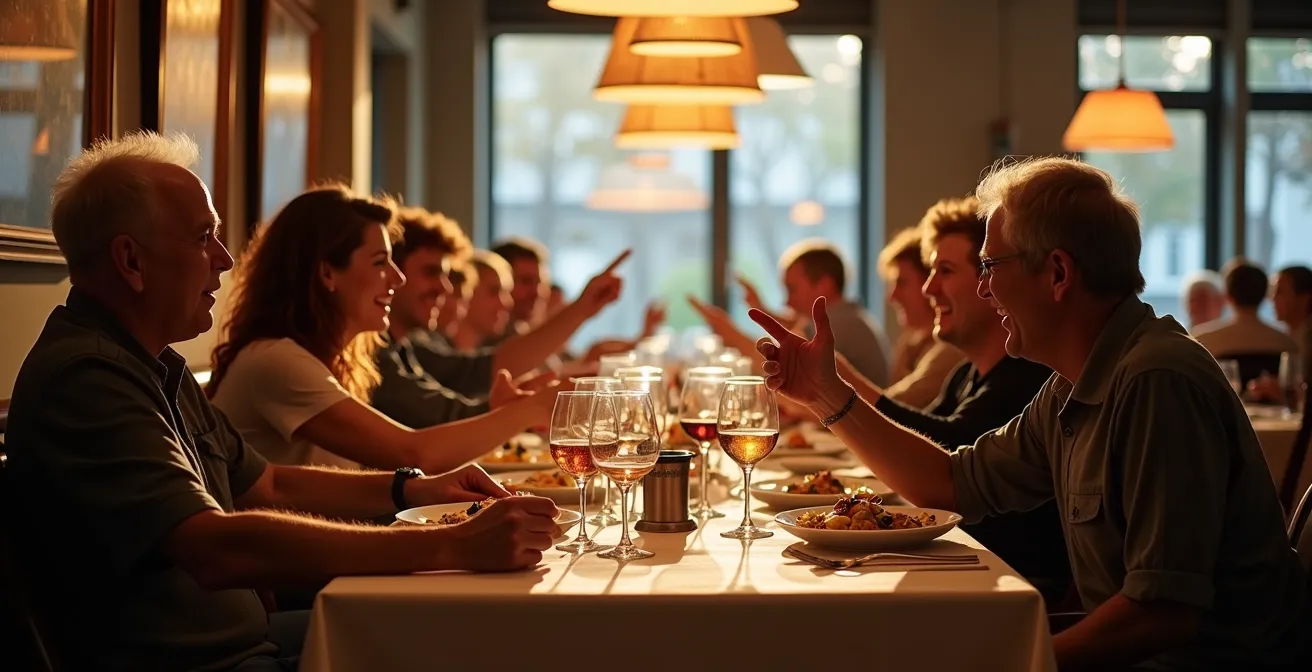 Voller lokaler Restaurant um 22 Uhr mit einheimischen Gästen