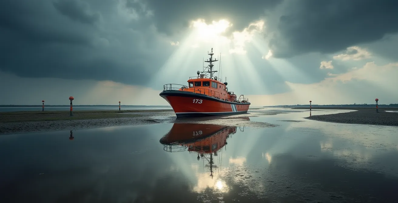 Rettungseinsatz der DGzRS im deutschen Wattenmeer bei dramatischem Wetter