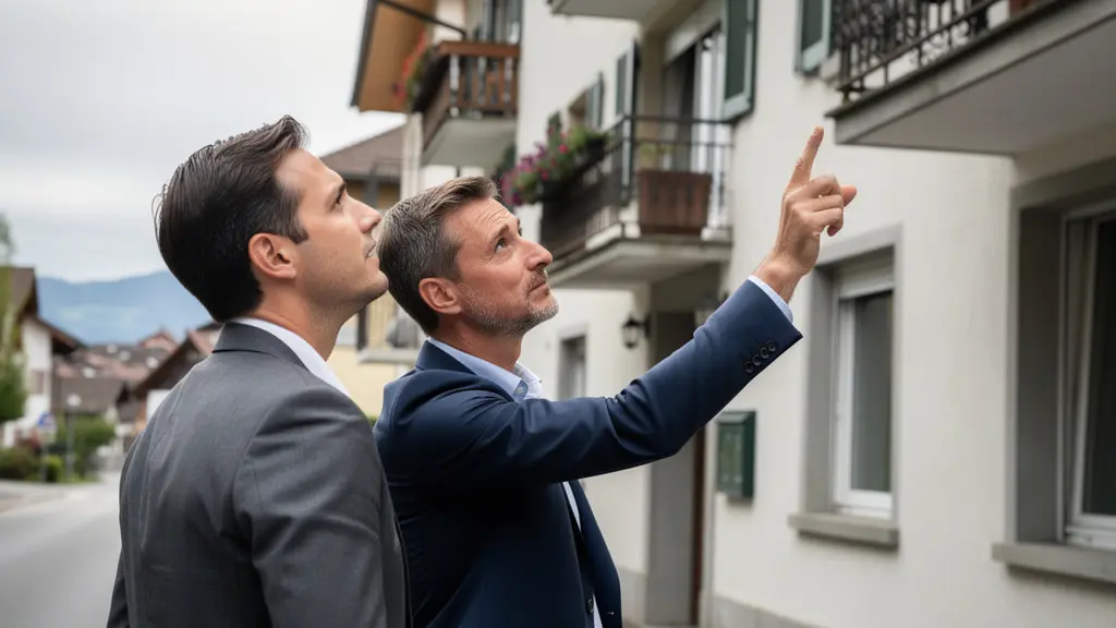 Immobilienexperte bei Hausbesichtigung – Vor-Ort-Gutachten Schweiz